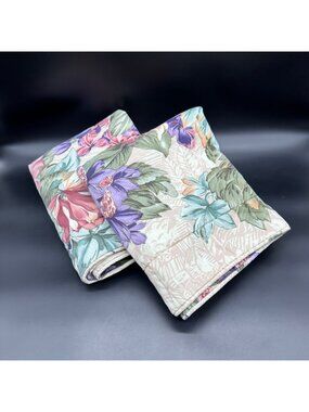 Vintage King Floral Pillow Shams 1990s Croscill USA Pink Purple Flowers Padded